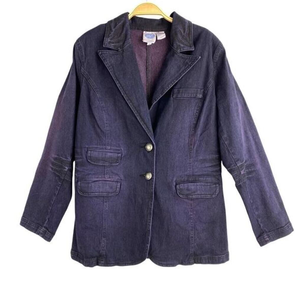 Vintage DG2 Diane Gilman Denim Blazer Women M Purple Whimsigoth Dark Academia